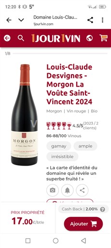 Beaujolais Morgon Domaine Louis-Claude Desvignes La Voûte Saint-Vincent 2024