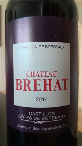 Bordeaux Castillon-côtes-de-bordeaux Château Bréhat 2014