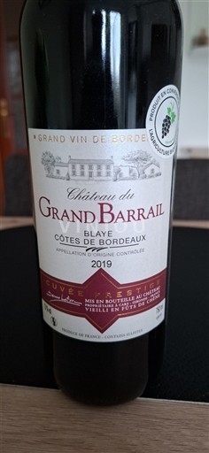 Bordéus Blaye-Côtes-de-Bordéus Château Grand Barrail Prestige 2019
