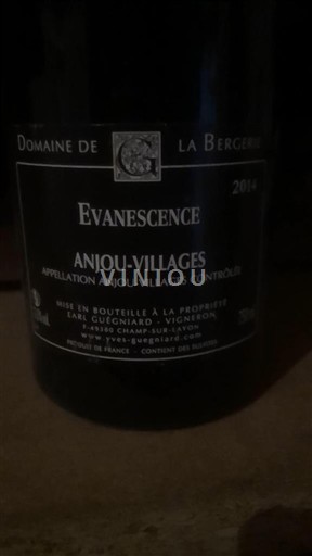 Thung lũng sông Loire Anjou Villages Domaine La Bergerie Evanescence 2014