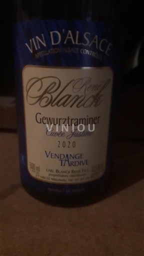 Alsace Vendanges Tardives René Blanch Justine 2020