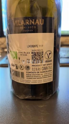 Cataluña Cava Vilarnau Semi Seco Guarda Sin añada