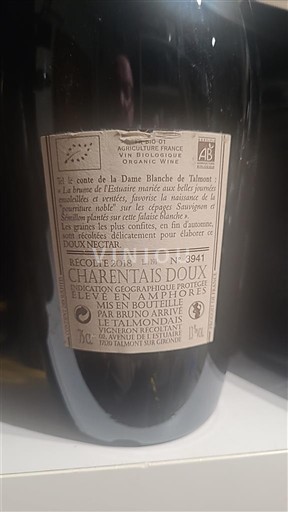 Akvitanska in Charentes Šarentec Le Talmont Organic White 2018