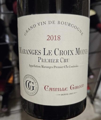 Burgundy Maranges Premier Cru Camille Giroud Maranges Le Croix Moines Premier Cru 2018