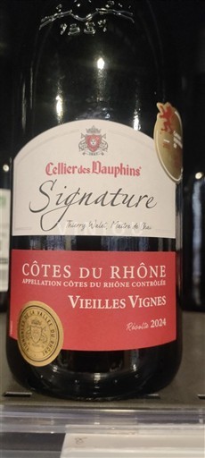 Rượu vang Rouge sec Signature Vieilles Vignes Cellier des Dauphins 2024 Pháp Thung lũng Rhône Côtes-du-rhône AOC