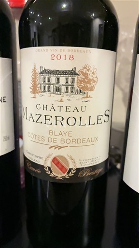 Burdeos Blaye-Côtes de Burdeos Château Mazerolles Prestige 2018