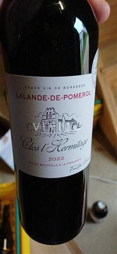 Burdeos Lalande-de-Pomerol Clos l'Hermitage 2022