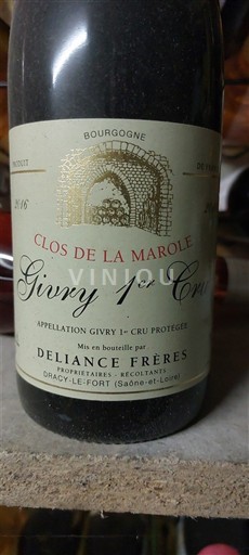 Burgundi Givry Premier Cru Deliance Frères Clos de la Marole 2016