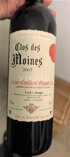 Bordeaux Saint-Émilion Grand Cru Grand Cru Clos des Moines 2007