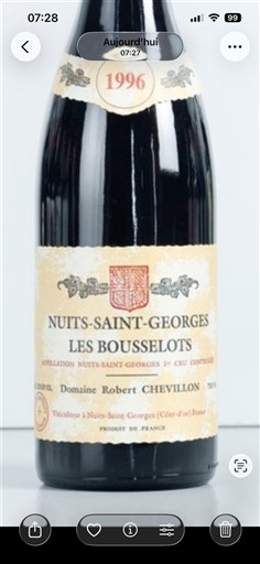 Bourgogne Nuits-saint-georges Premier Cru Domaine Robert Chevillon Les Bousselots 1996