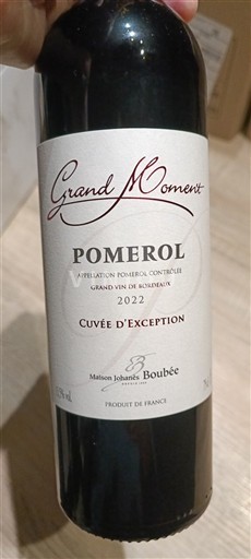 Bordeaux Pomerol Maison Johanès Boubée d'Exception 2022