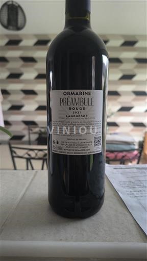 Víno Rouge sec Préambule Rouge Ormarine 2021 Francie Languedoc AOC