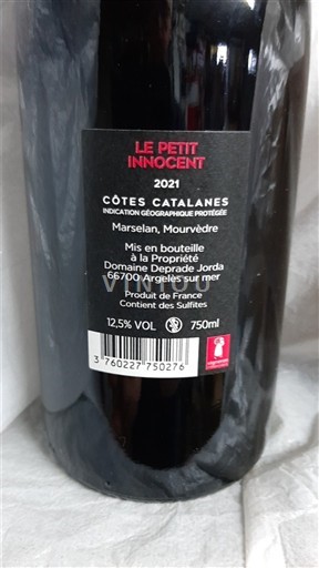 Languedoc ja Roussillon Katalonianrinteet Domaine Deprade Jorda Le Petit Innocent 2021