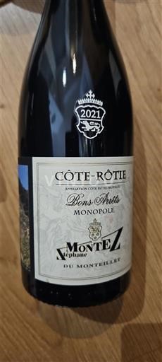 Rhônedalen Côte-rôtie Montez du Monteillet Bons Arrêts Monopole 2021