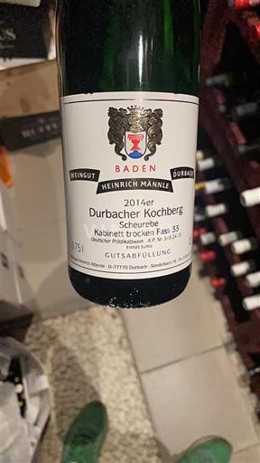 Baden Heinrich Männle Durbacher Kochberg Scheurebe Kabinett Trocken Fass 33 2014