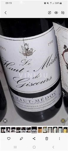 Bordeaux Haut-Médoc Château Giscours Le Haut-Médoc de Giscours 1995