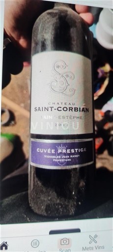 Viner Rouge sec Cuvée Prestige Château Saint-Corbian 2012 Frankrike Bordeaux Saint-Estèphe AOC