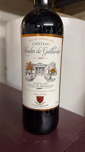 Bordeaux Castillon Côtes de Bordeaux Château Moulin de Gaillardet Prestige 2009