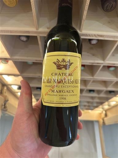 Bordeaux Margaux Château Belair Marquis Aligre Grand Cru Exceptionnel 1998