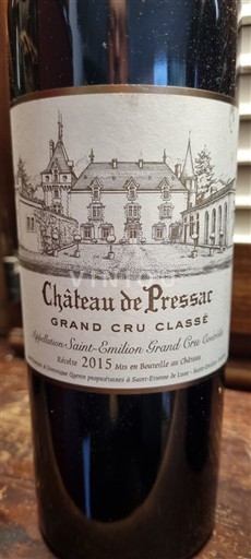 Bordeaux Saint-Émilion Grand Cru Grand Cru Classé Château Pressac 2015