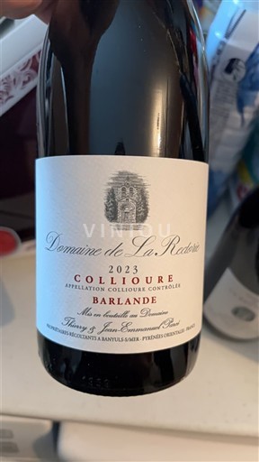 Roussillon Collioure Domaine La Rectorie Barlande 2023