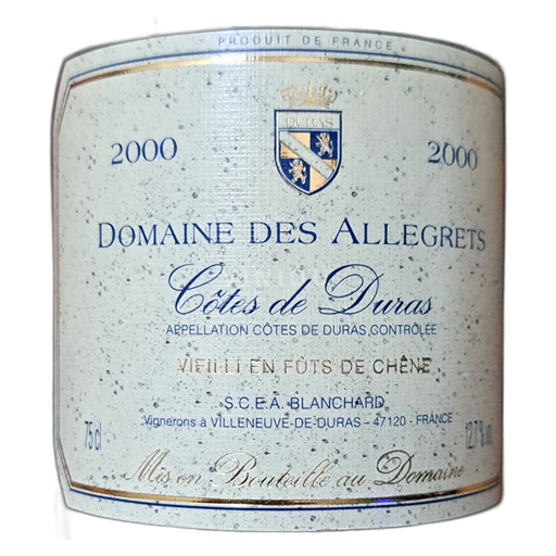 Lounais-Ranska Côtes-de-duras Domaine Des Allégrets 2000