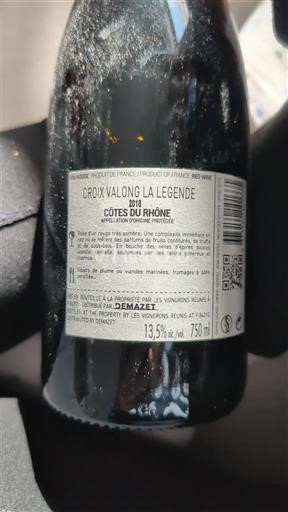 Valle del Rodano Côtes-du-Rhône Croix Valong La Legende 2018
