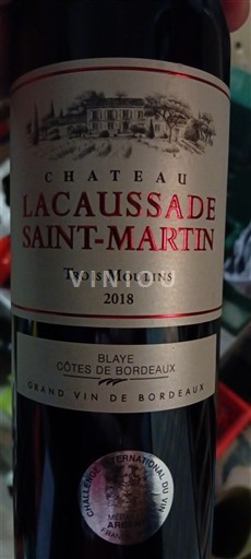 Burdeos Blaye-Côtes de Burdeos Château Lacaussade Saint-Martin Trois Moulins 2018