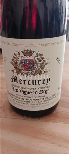 Bourgogne Mercurey Domaine Seguin Les Vignes d'Orge 2021