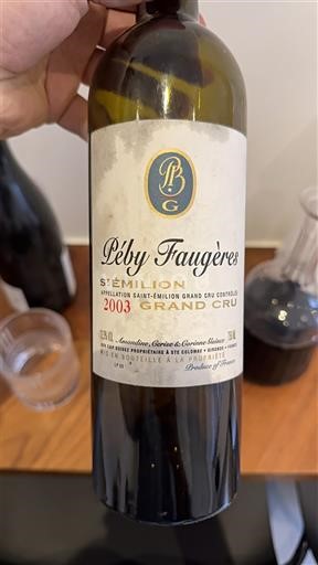 Bordeaux Saint-Émilion Grand Cru Grand Cru Péby Faugères 2003