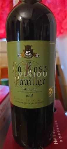 Bordéus Pauillac La Rose Pauillac 2018