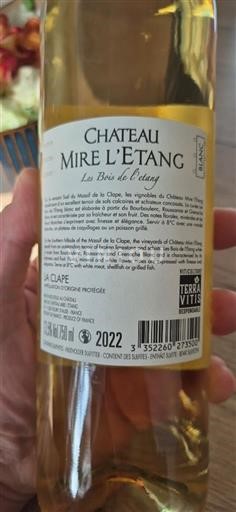 Languedoc La Clape Château Mire l'Etang Les Bois de Etiang 2022