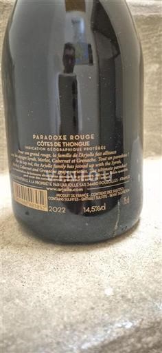 Languedoc ja Roussillon Côtes de Thongue Domaine L'Arjolle Paradoxe Rouge 2022
