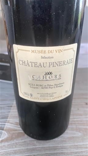 Sud-Ovest Cahors Château Pineraie Sélection Musée du Vin 2006