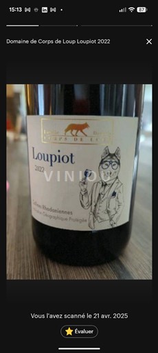 Alpit ja Rhônen maat Rhodanien rinteet Domaine Corps de Loup Loupiot 2022