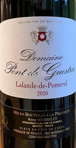 Bordéus Lalande-de-Pomerol Domaine Pont de Guestres Grand vin de Bordeaux 2020