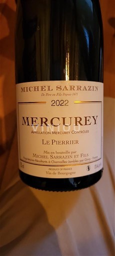 Burgundi Mercurey Michel Sarrazin Le Pierrier 2022