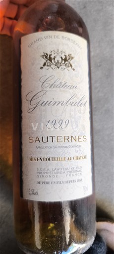 Bordeaux Sauternes Château Guimbalet 1999