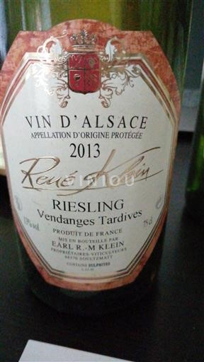 Alsacia Vendanges Tardives René Klein Riesling Vendanges Tardives 2013