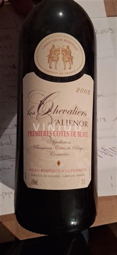 Bordeaux Côtes-de-blaye Les Chevaliers Alienor 2003