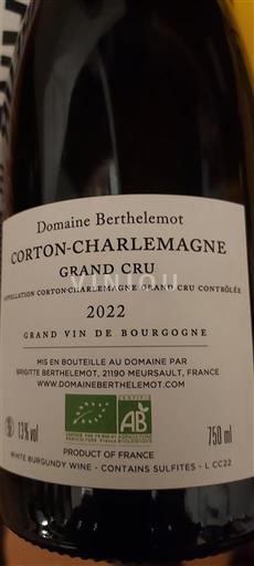 Burgundsko Corton-Charlemagne Grand Cru Domaine Berthelemot 2022