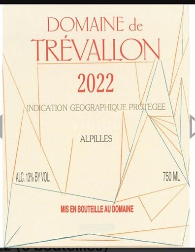 Alpes và các vùng Rhodanien Alpilles Domaine Trévallon 2022