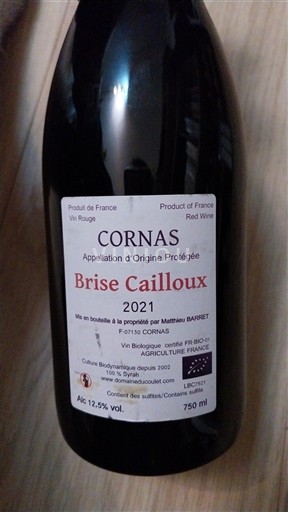 Valle del Ródano Cornas Domaine Coulet Brise Cailloux 2021