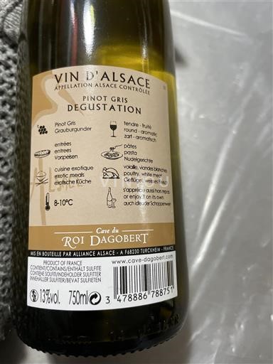 Alsacia Cave du Roi Dagobert Pinot Gris 2019