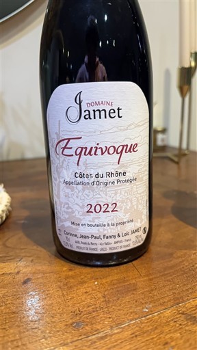 Vale do Ródano Côtes-do-Ródano Domaine Jamet Equivoque 2022