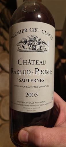 Bordeaux Sauternes Premier Cru Château Rabaud-Promis 2003