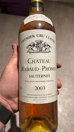 Bordeaux Sauternes Premier Cru Château Rabaud-Promis 2003