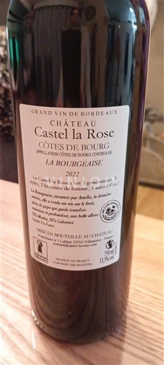 Burdeos Côtes-de-bourg Château Castel la Rose La Bourgeaise 2022