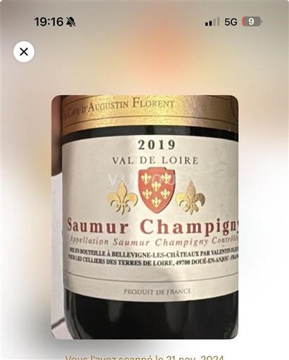 Thung lũng sông Loire Saumur-champigny Cave Augustin Florent 2019