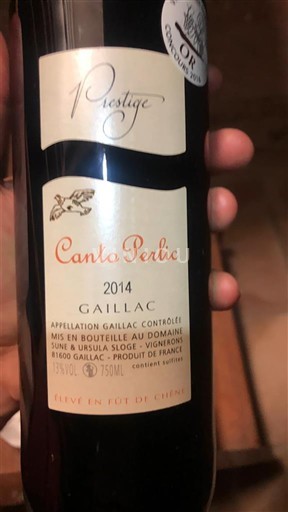 Sudoeste Gaillac Domaine Sune & Ursula Sloge Canto Perlic Prestige 2014